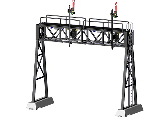 Z-Stuff DZ-1090-40U-2 O Signal Bridge with Upper Semaphore- 2 Tracks