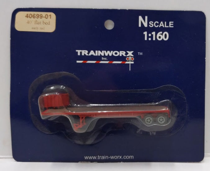 Trainworx Inc. 40699-01 N Scale Early Red 40' Flat Bed