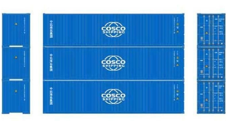 Athearn 24543 HO Cosco Shipping 40'' Hi-Cube Container (Pack of 3)