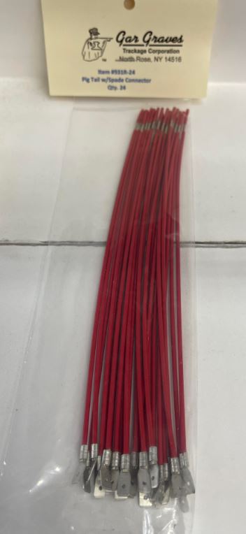 Gargraves 931R-24 8" Pigtail 16 AWG  Red with Male Spade (Pack of 24)