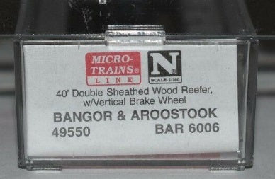 Micro-Trains 04900550 N Bangor & Aroostook 40' Double Sheathed Wood Reefer #6006