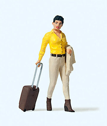 Preiser 45525 G Woman with Wheeled Suitcase Figure
