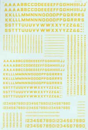 Microscale 70056 N Yellow Block Gothic Alphabet Decal Sheet