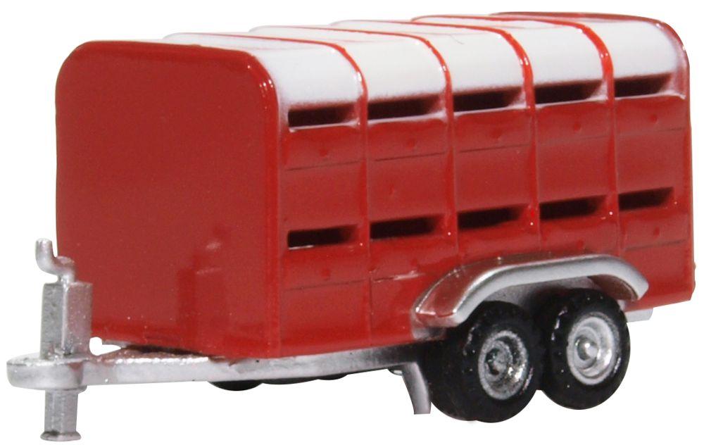Oxford Diecast NFARM004 1:148 Red Livestock Trailer