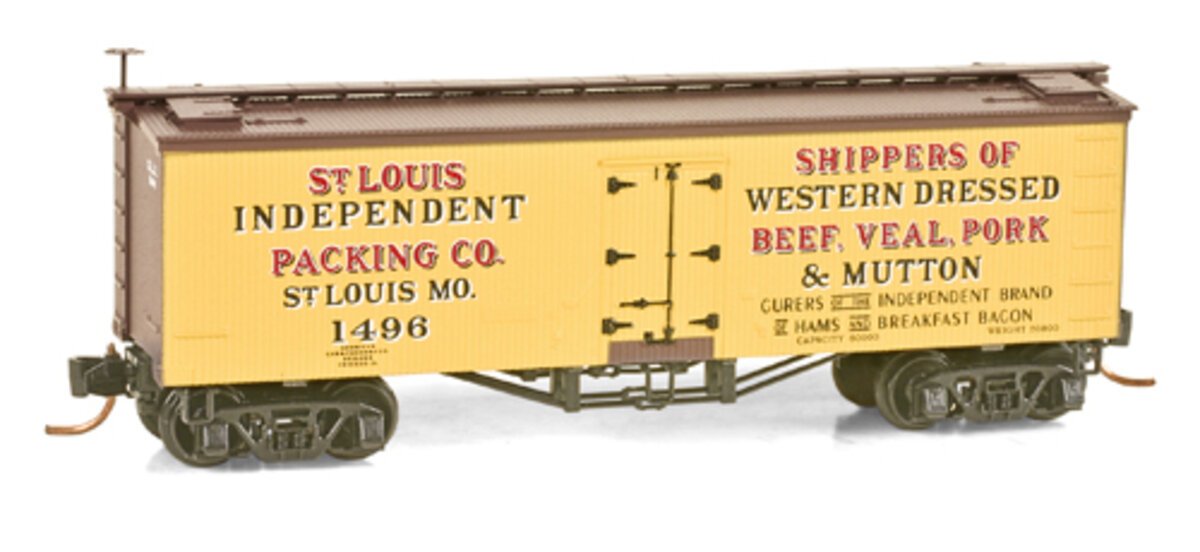 Micro-Trains 05800120 N St. Lewis Independent Packing Co.36' Wood Reefer #1496