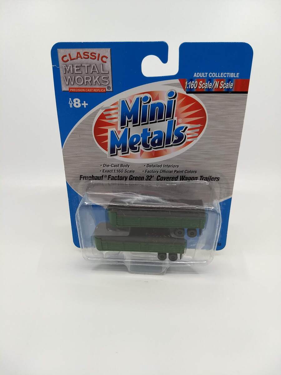 Classic Metal Works 51132 N Mini Metals Green 32' Wagon Trailers (Pack of 2)
