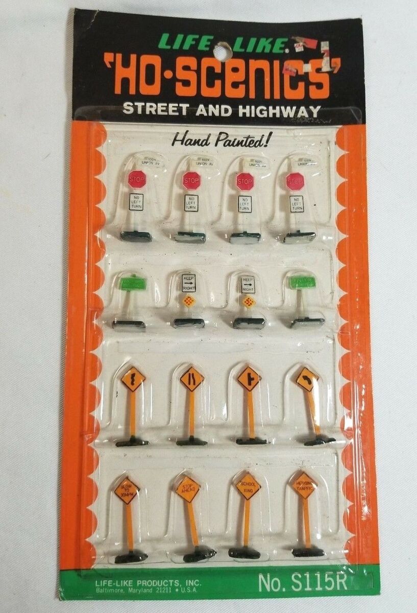 Life Like S115R HO Street and Highway Signs