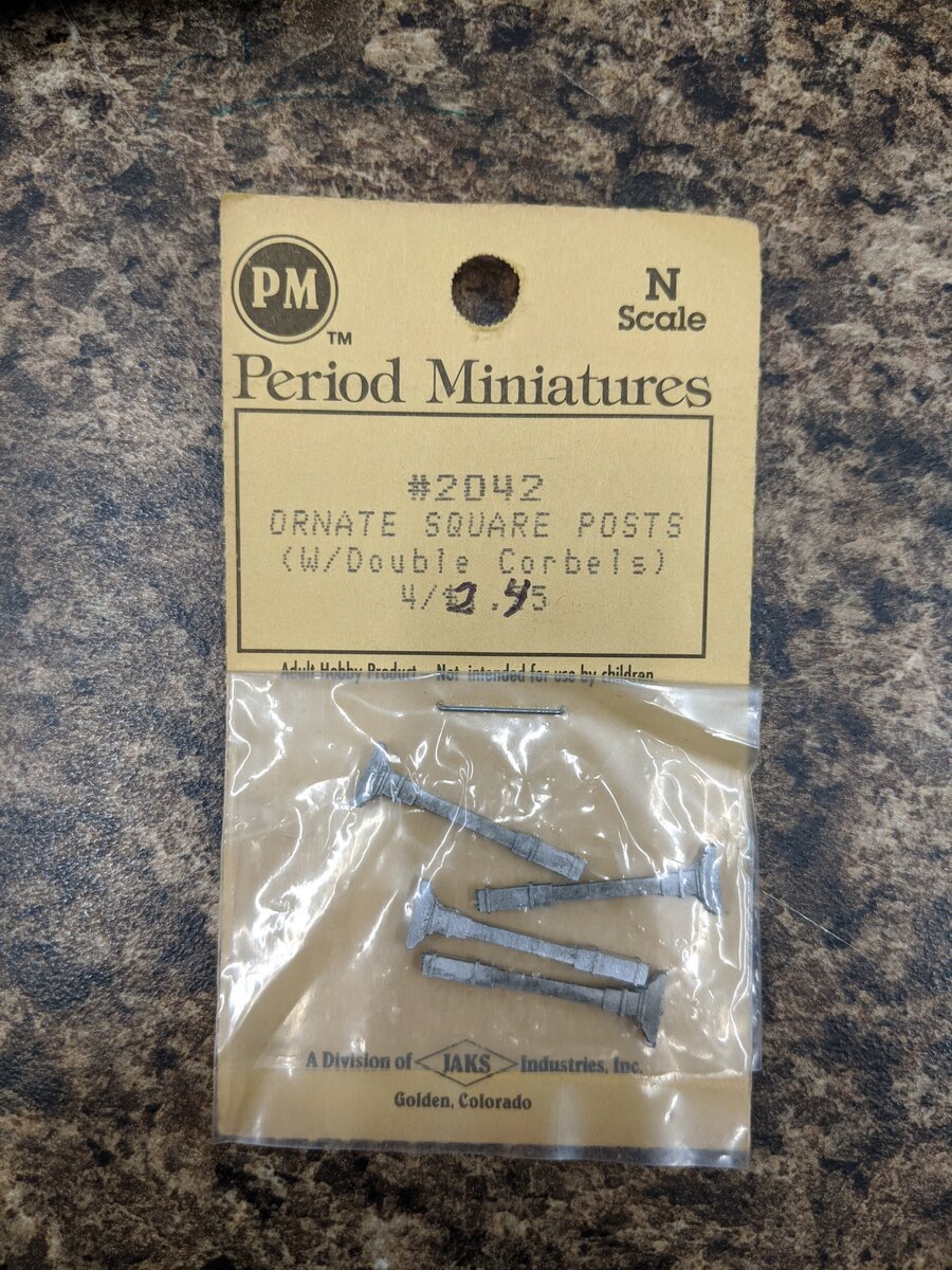 Period Miniatures 2042 N Scale Ornate Square Posts (With Double Corbels) 4 Pack