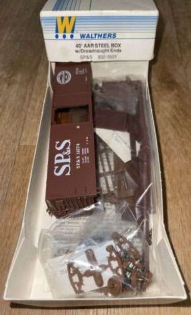 Walthers 932-3501 HO SP & S W/Dreadnaught Ends 40' AAR Steel Box Kit
