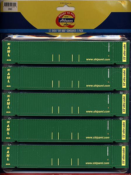 Athearn 2690 HO Alaska Marine Lines Jindo Dry Box 53'' Container Cars (Set of 5)
