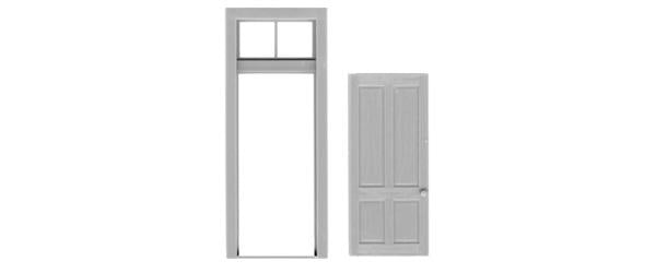 Tichy 2035 O Scale 4 Panel Door and Frame With 2-Lite Transom