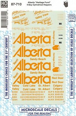 Microscale 87-710 HO Alberta 4 Bay Cylindrical Grain Hoppers Decal Sheet