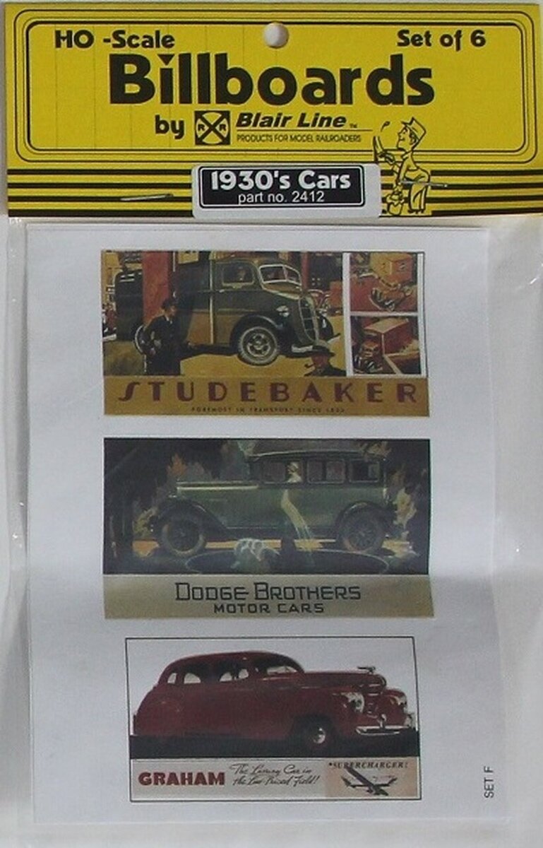 Blair Line 2412 HO Billboard 1930's Cars