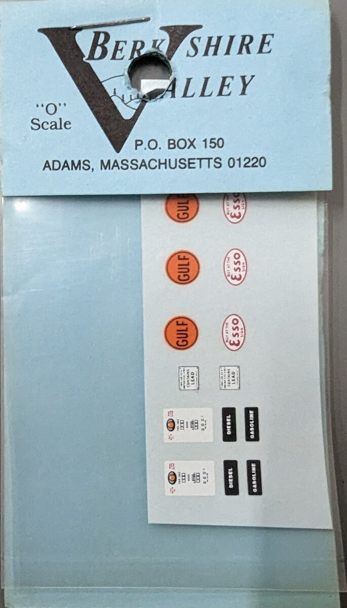 Berkshire Valley 013 O Scale Gulf/Esso Decal Sheet