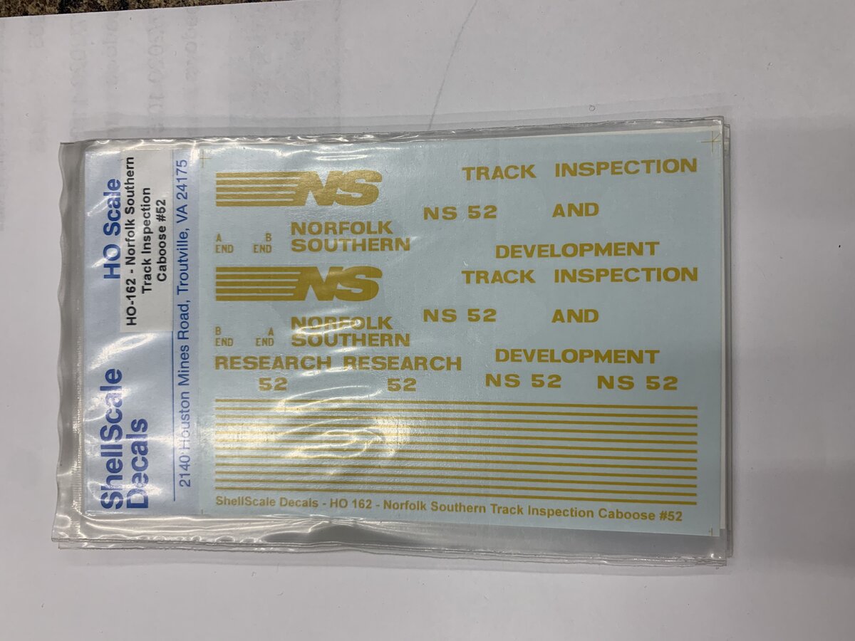 Shell Scale 162 HO Norfolk and Southern Track Inspection Caboose #2