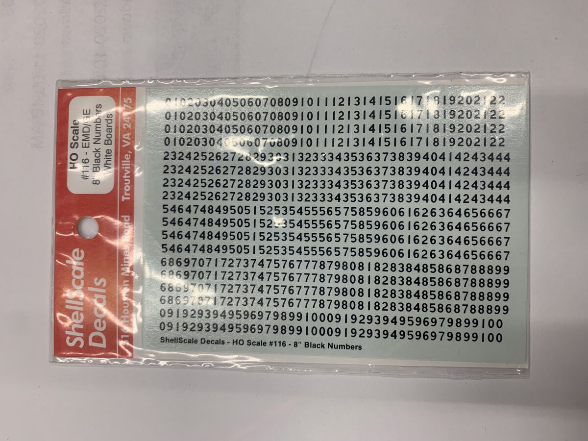 Shell Scale 116 HO Scale EMD/GE 8" Black Numbers White Boards