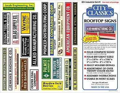 City Classics 801 HO Scale Rooftop Signs Industrial Set #1