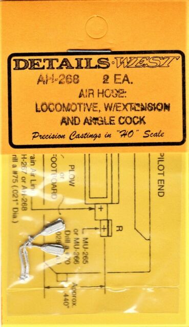 Details West 268 HO Air Hose: Locomotive, with Extension and Angle Cock