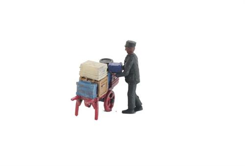 Model Tech Studios FH353P HO Scale Porter with Baggage Figure