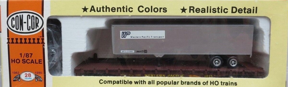 Con-Cor 0001-009184 HO Scale Western Pacific 54' TOFC Flatcar Kit