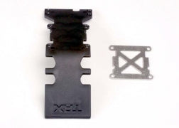 Traxxas 4938 Skidplate, rear plastic (black)/ stainless steel plate