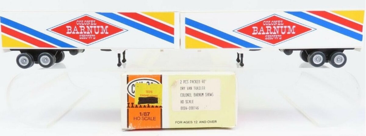 Con-Cor 0004-008146 HO 40' Dry Van Trailer Colonel Barnum Show (Box of 2)