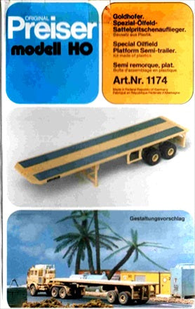 Preiser 1174 HO Special Oilfield Platform Semi-Trailer Plastic Model Kit