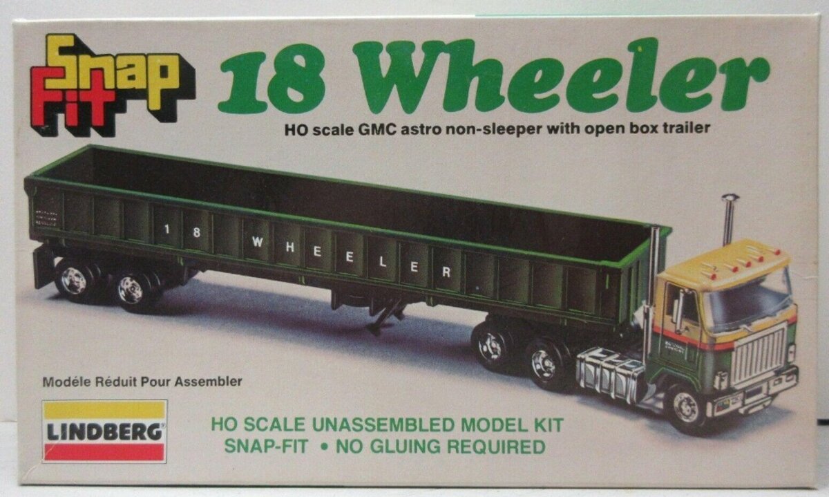 Lindberg 1050 HO GMC Astro With Open Box Trailer 18 Wheeler Snap-Fit Kit