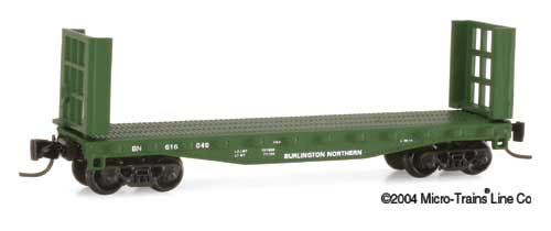 Micro-Trains 14607-2 Z Scale Burlington Northern 40' Bulkhead Flat Car #616049