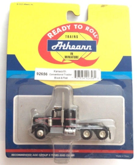 Athearn 92656 HO Black/Red Kenworth Conventional Tractor Ready To Roll