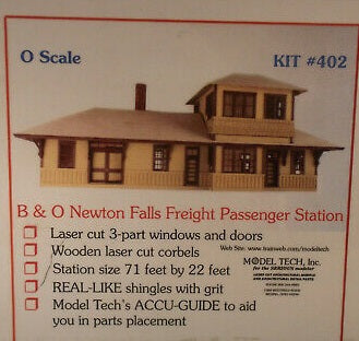 Model Tech 402 O Scale B&O Newton Fall Freight Passenger Station Kit