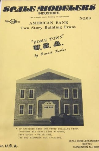 Scale Modelers 60 O Scale American Bank Building Front Kit