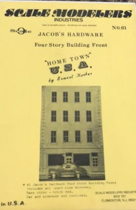 Scale Modelers 61 O Scale Jacob's Hardware Four Story Building Front Kit