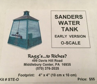 Raggs to Riches STE-O O Scale Sanders Water Tank Early Version Kit