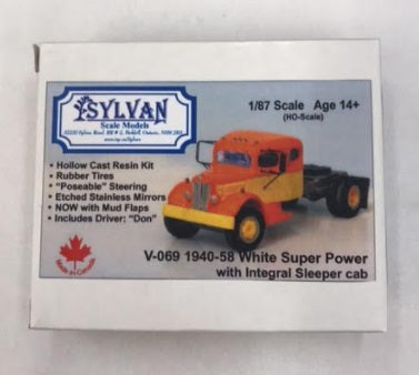 Sylvan Scale Models V-069 1:87 1940-58 White Super Power w/Sleeper Cab Kit