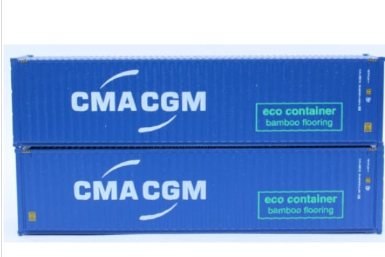 JTC Model Trains 405067 N CMA CGM 40' Corrugated Side Containers (Pack of 2)