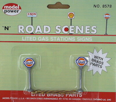 Model Power 8578 N Scale Road Scenes Gulf Lited Gas Stations Signs