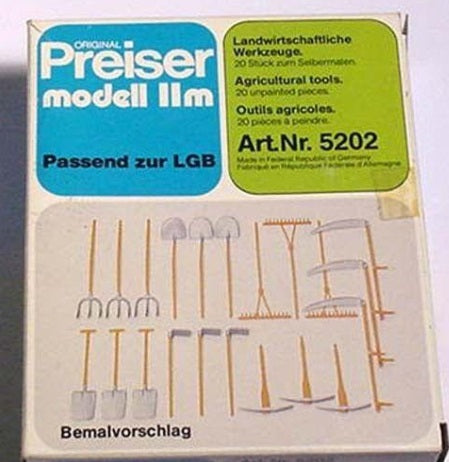 Preiser 5202 G Unpainted Agricultural Tools (Set of 20)