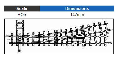 Bemo 4011000 HO 12° Left Turnout, 147 mm, R 515 HOe Code 100