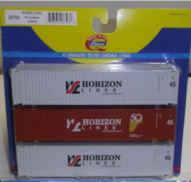 Athearn 28793 HO Horizon Lines 45' Corrugated Dry Box Container (Pack of 3)