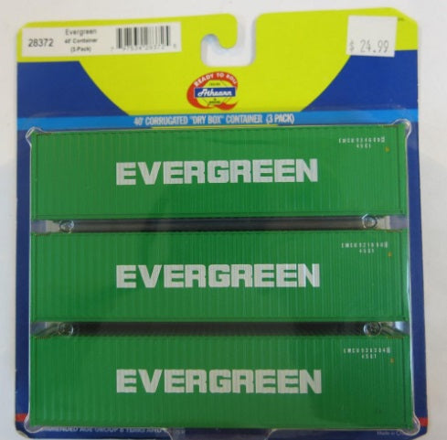 Athearn 28372 HO Evergreen 40' Container 3-Pack