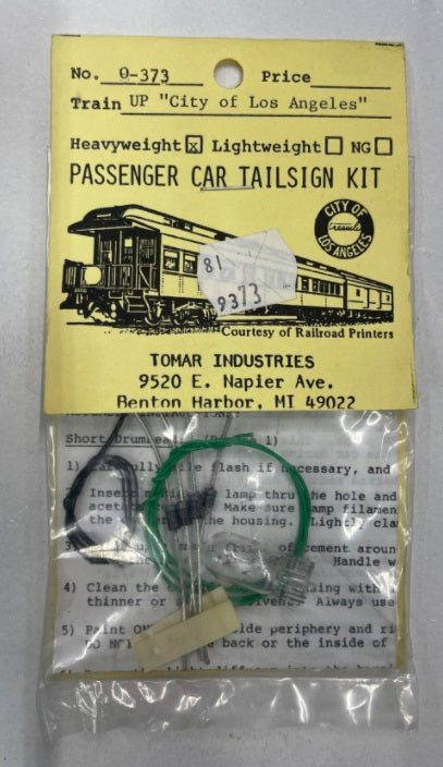 Tomar Industries O-373 UP "City of Los Angeles" Heavyweight Tailsign Kit