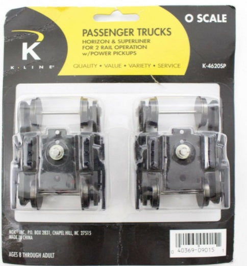 K-Line K-4620SP O 2 Rail Passenger Trucks Horizon & Superliner w/Power Pickups