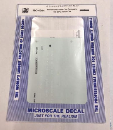 Microscale MC-4264 HO Richmond 65'' LPG Tank Car Waterslide Decal Sheet