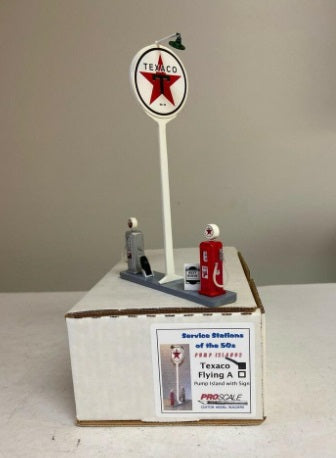 Proscale O Scale Texaco Pump Island w/Sign Stations of the 50's