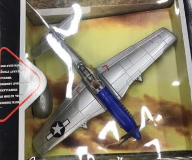 Toy Mark P-51 1:48 Silver/Blue P-51 Plane w/ Pilot