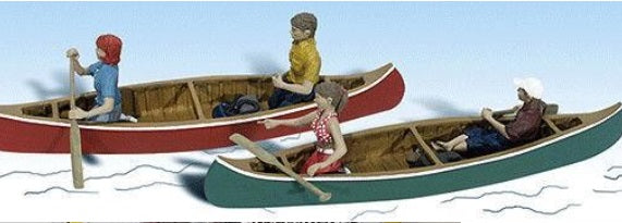 Preiser HO Four People with Two Canoes