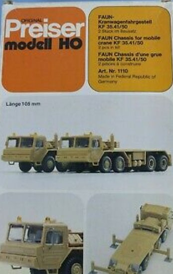 Preiser 1110 HO Faun Chassis for Mobile Crane Kit