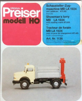 Preiser 1136 HO Mercedes-Benz LA 1924 Showman''s Lorry Truck Plastic Model Kit
