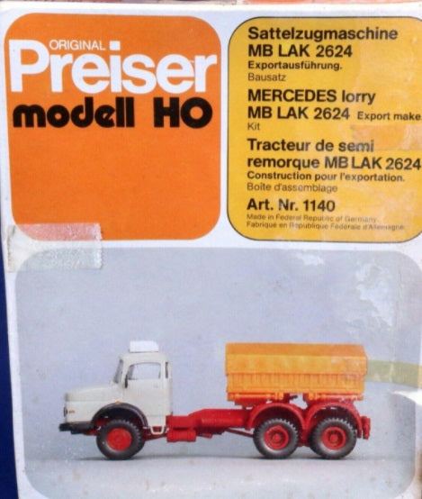 Preiser 1140 HO Mercedes-Benz LAK 2624 Lorry Truck Plastic Model Kit